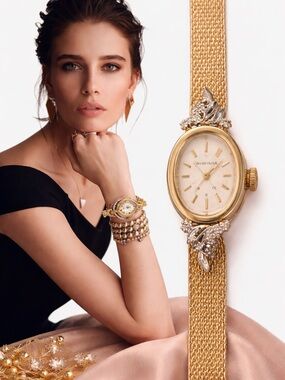 Beautiful mid-century Hamilton cocktail watch with gold-filled designer bracelet